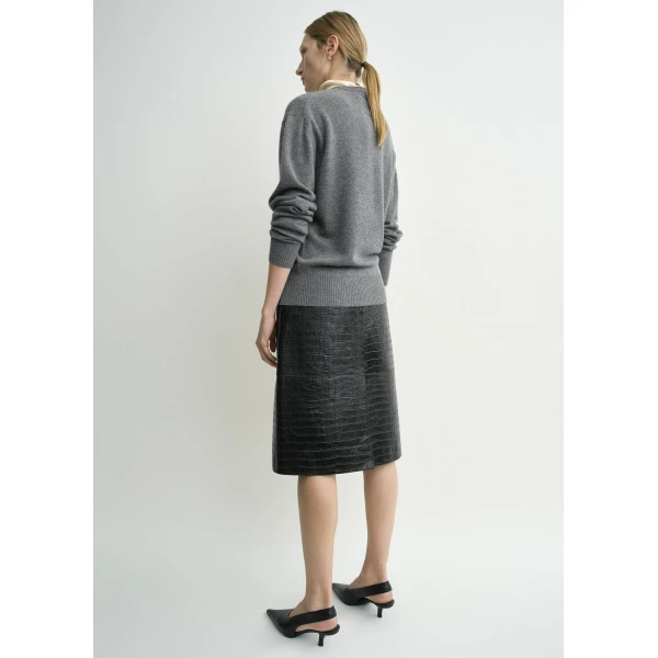 Toteme Classic cashmere crew knit mid grey in Mid grey melange, view 4