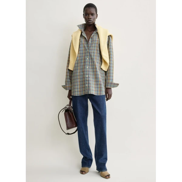 Toteme Classic check shirt in Blue / Orange, view 2