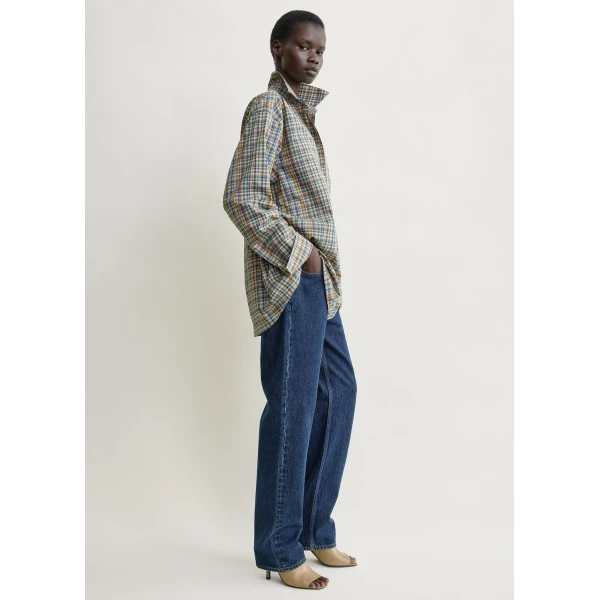 Toteme Classic check shirt in Blue / Orange, view 3
