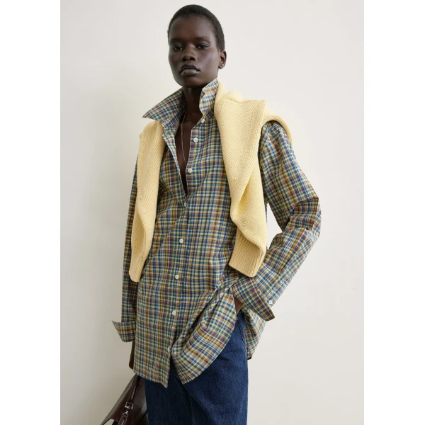 Toteme Classic check shirt in Blue / Orange, view 5