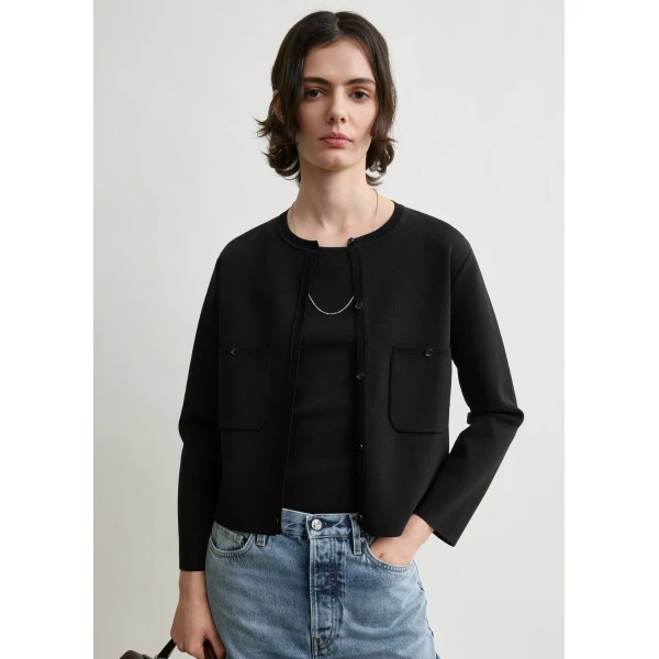 Toteme Classic compact knit cardigan in Black, view 5