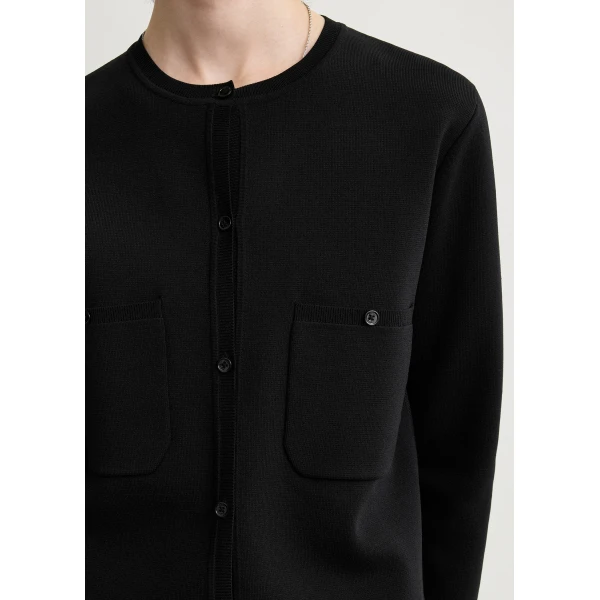 Toteme Classic compact knit cardigan in Black, view 6