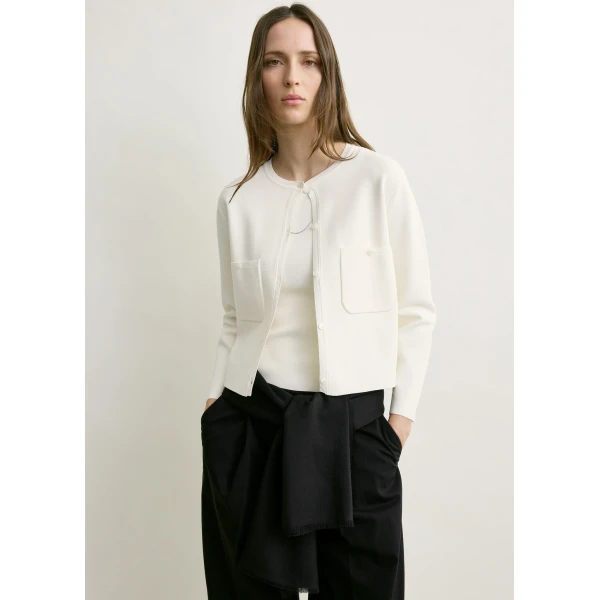 Toteme Classic compact knit cardigan in White, view 5