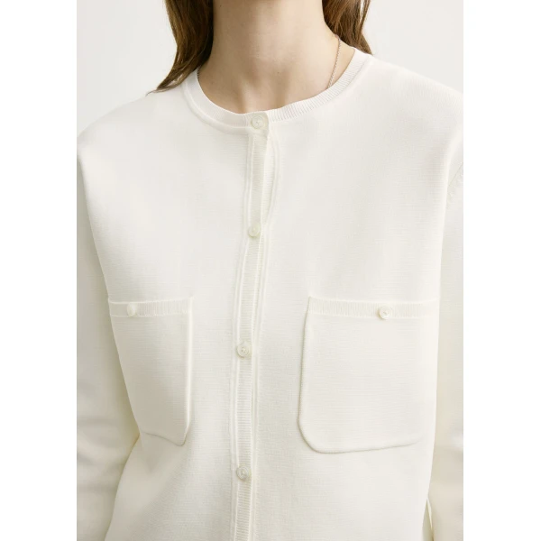 Toteme Classic compact knit cardigan in White, view 6