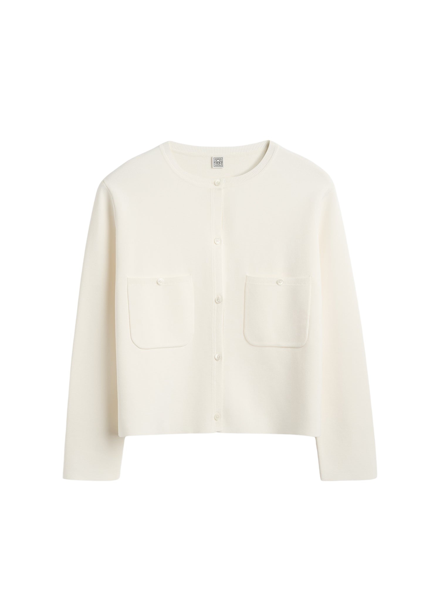Totême Classic compact knit cardigan in White - Knitwear - Scandinavian Minimalist Luxury at Luxury Shoes 