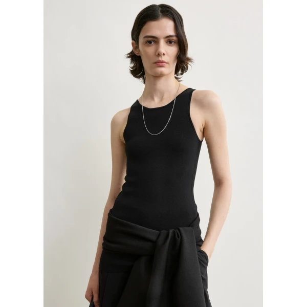 Toteme Classic compact knit tank in Black, view 5