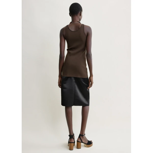 Toteme Classic compact knit tank in Walnut, view 3