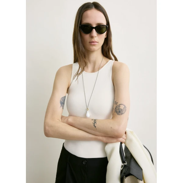 Toteme Classic compact knit tank in White, view 5