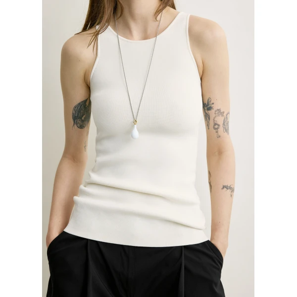 Toteme Classic compact knit tank in White, view 6