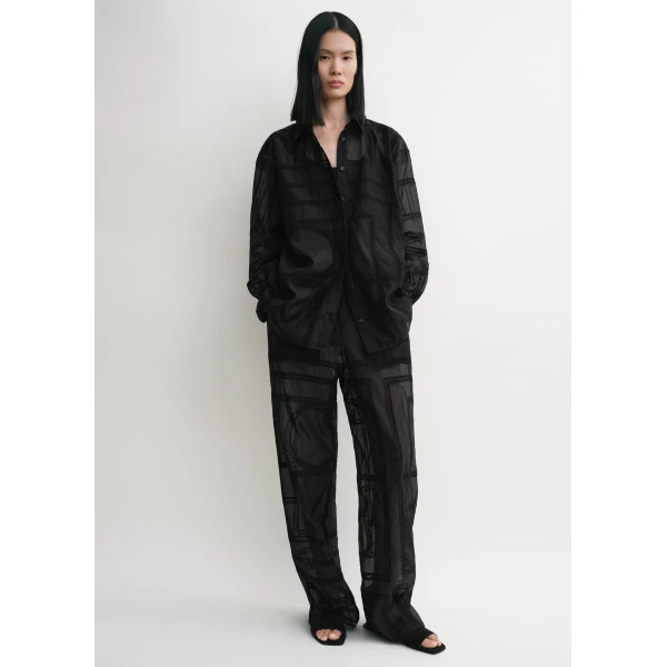 Toteme Classic crochet shirt in Black, view 3