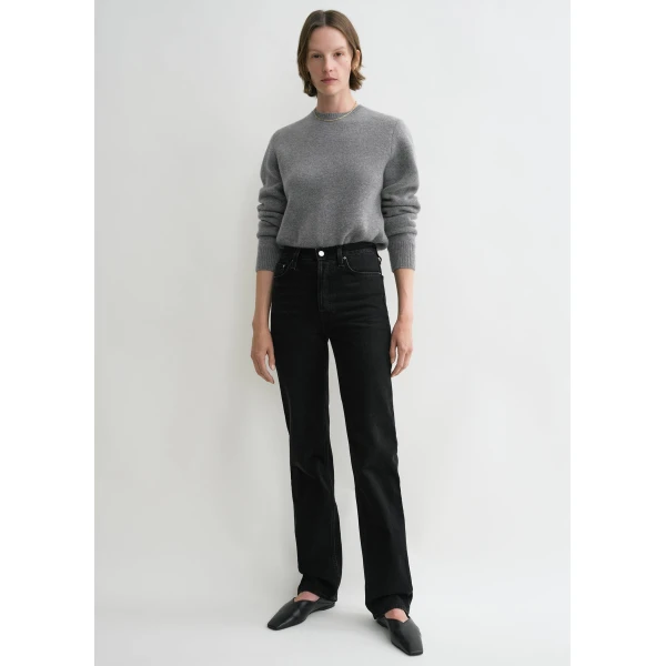Toteme Classic cut denim full length in Faded black, view 2
