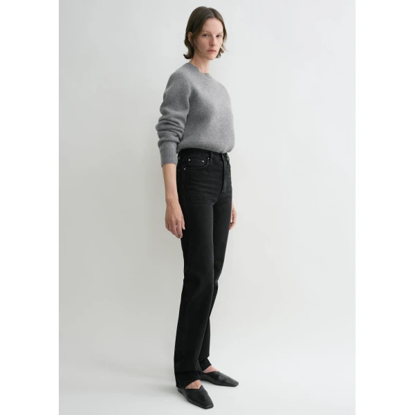 Toteme Classic cut denim full length in Faded black, view 3