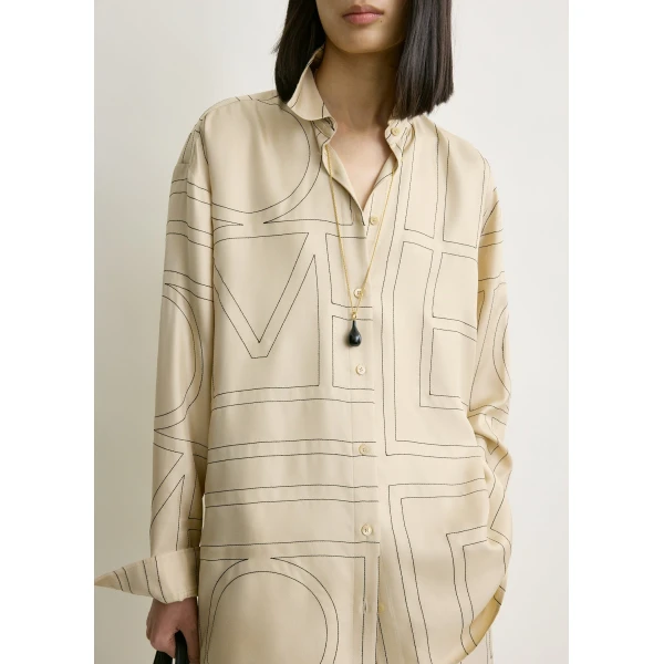 Toteme Classic embroidered shirt in Ivory, view 5
