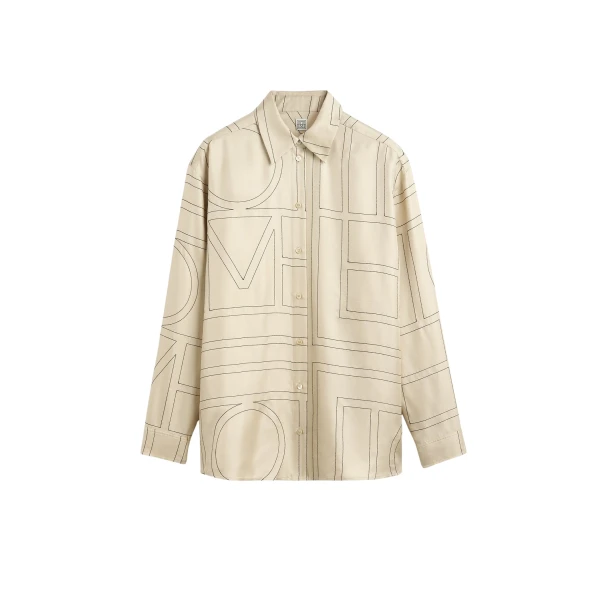 Toteme Classic embroidered shirt in Ivory