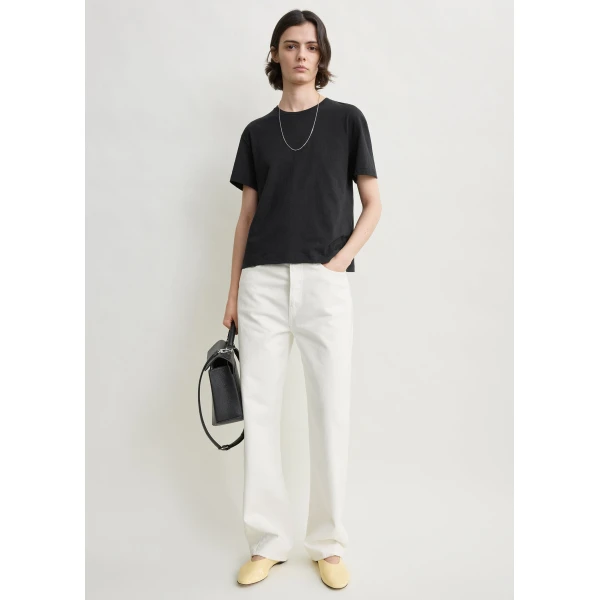 Toteme Classic embroidered tee in Black Top, view 2