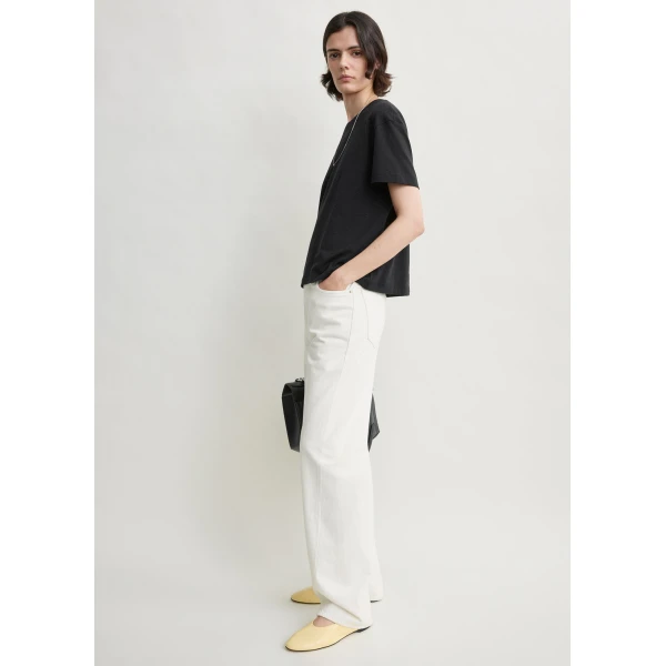 Toteme Classic embroidered tee in Black Top, view 3