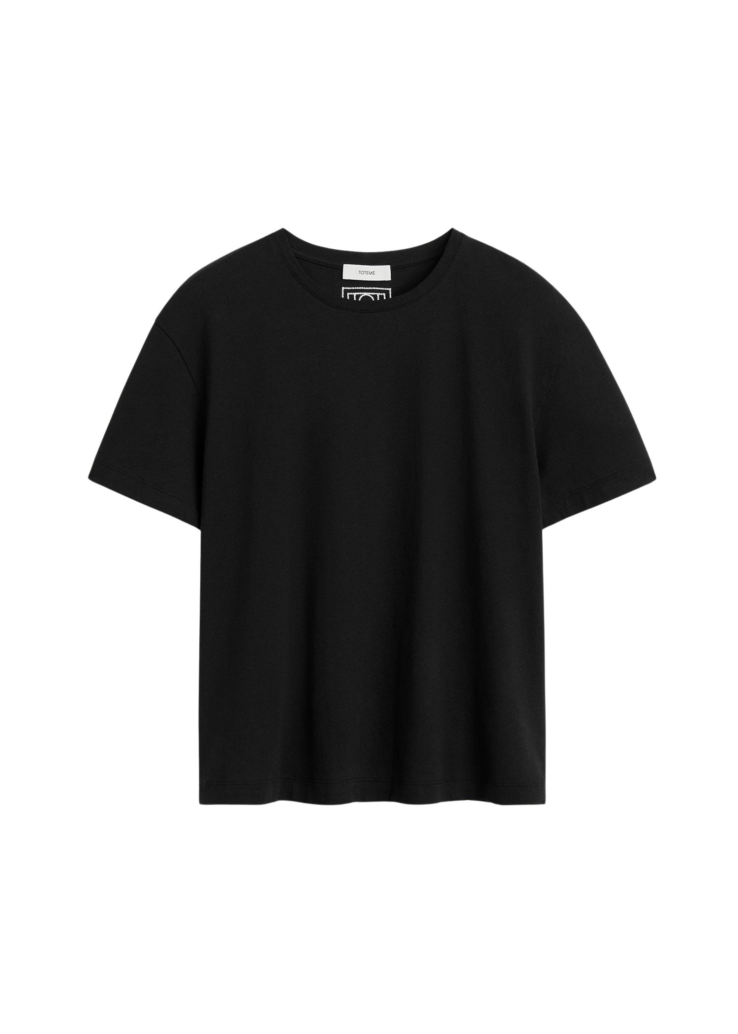 Totême Classic embroidered tee in Black - Tops - Scandinavian Minimalist Luxury at Luxury Shoes 
