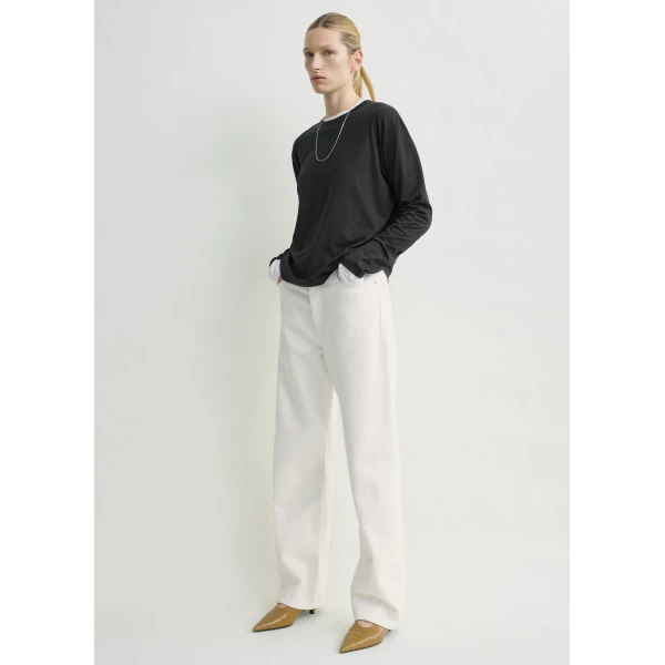 Toteme Classic long-sleeve tee in Black Top, view 3