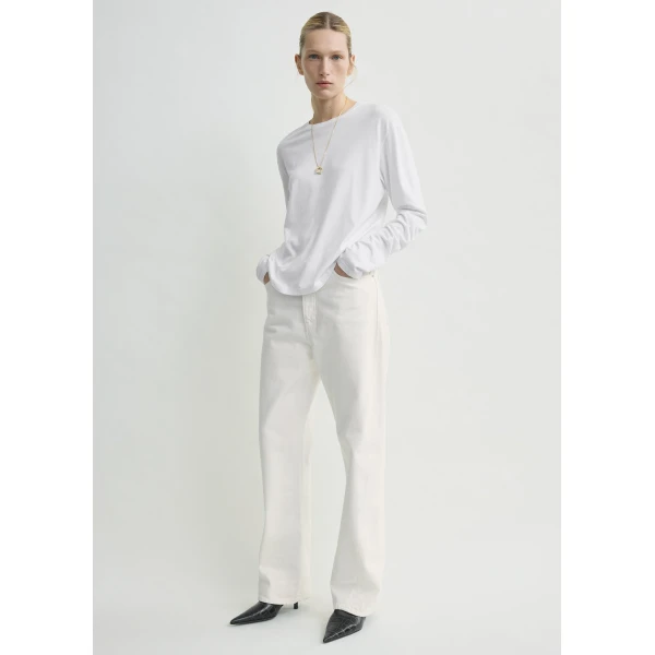 Toteme Classic long-sleeve tee in White Top, view 2