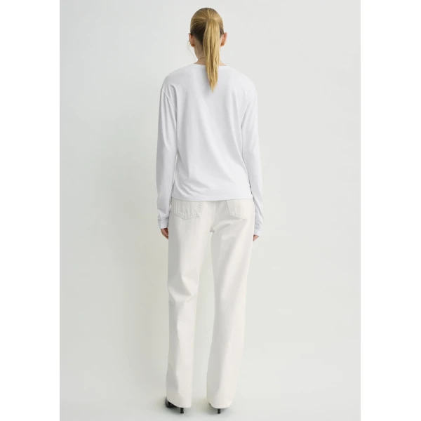 Toteme Classic long-sleeve tee in White Top, view 4