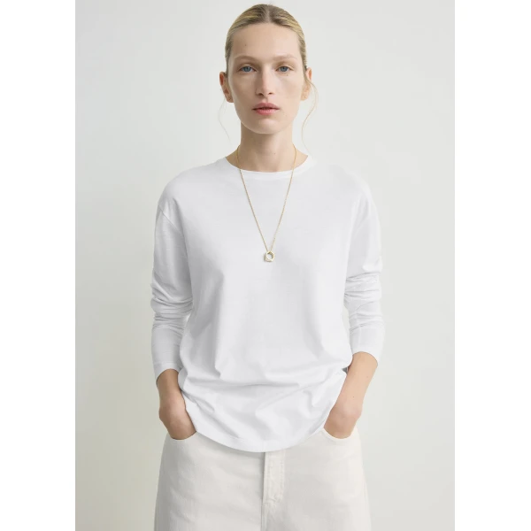 Toteme Classic long-sleeve tee in White Top, view 5