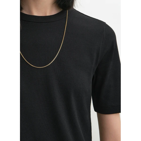 Toteme Classic rib tee in Black Top, view 6