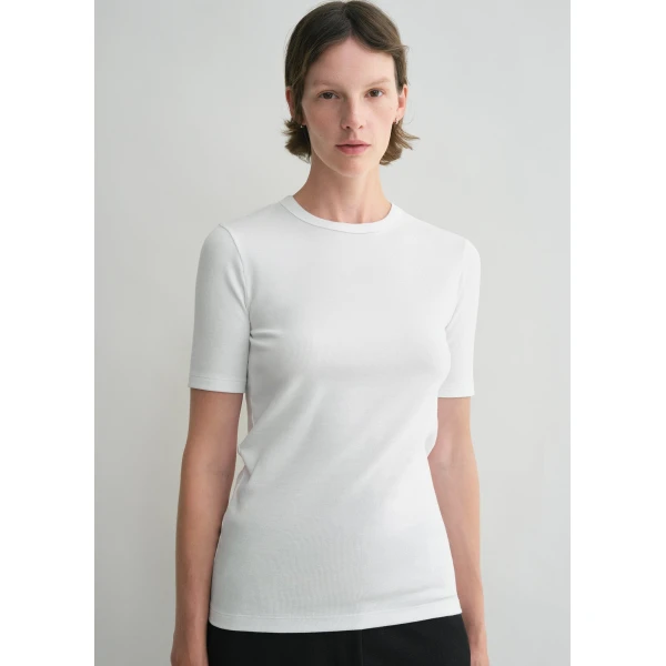 Toteme Classic rib tee in White Top, view 3