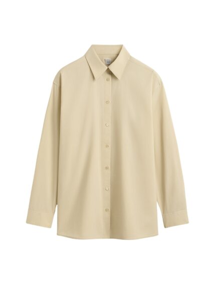 Totême Classic tumbled shirt in Peanut - Tops - Scandinavian Minimalist Luxury at Luxury Shoes 