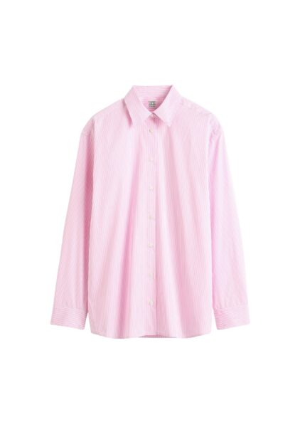 Totême Classic tumbled striped shirt in White / Bloom - Tops - Scandinavian Minimalist Luxury at Luxury Shoes 