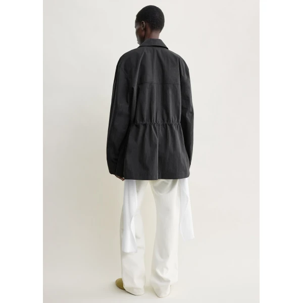 Toteme Collared drawstring jacket in Black, view 4