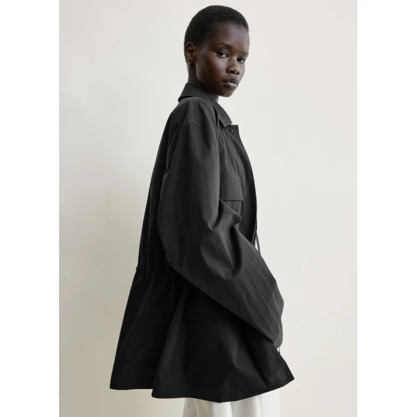 Toteme Collared drawstring jacket in Black, view 5
