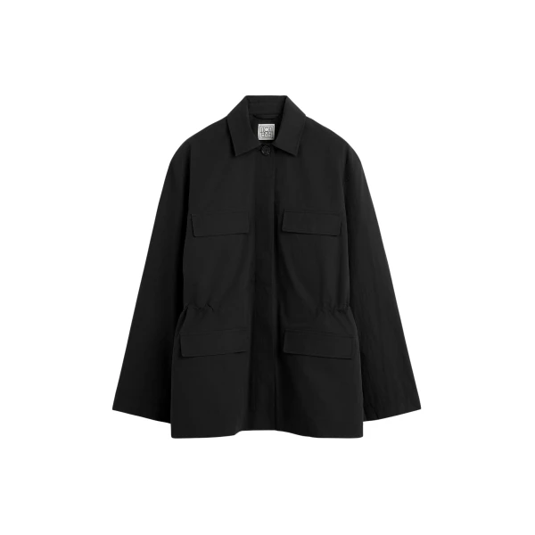 Toteme Collared drawstring jacket in Black