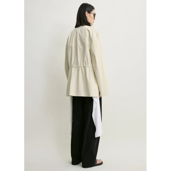 Toteme Collared drawstring jacket in Oyster, view 4