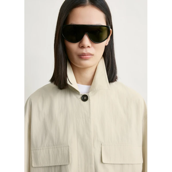 Toteme Collared drawstring jacket in Oyster, view 6