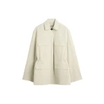 Toteme Collared drawstring jacket in Oyster