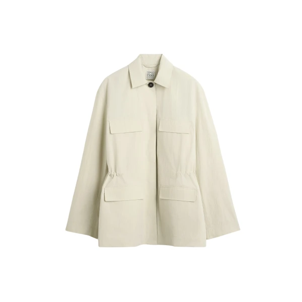 Toteme Collared drawstring jacket in Oyster