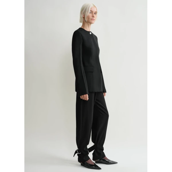Toteme Collarless cinched jacket in Black, view 3