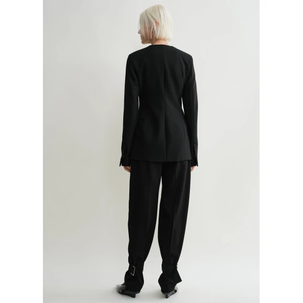 Toteme Collarless cinched jacket in Black, view 4
