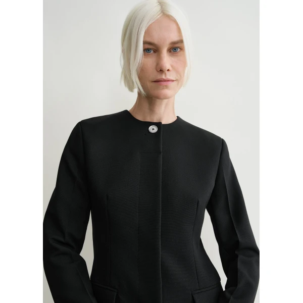 Toteme Collarless cinched jacket in Black, view 5