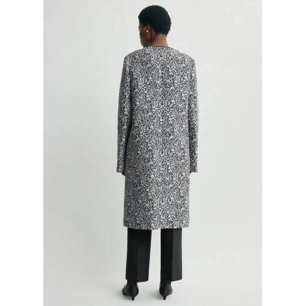 Toteme Collarless floral coat in White / Black, view 4