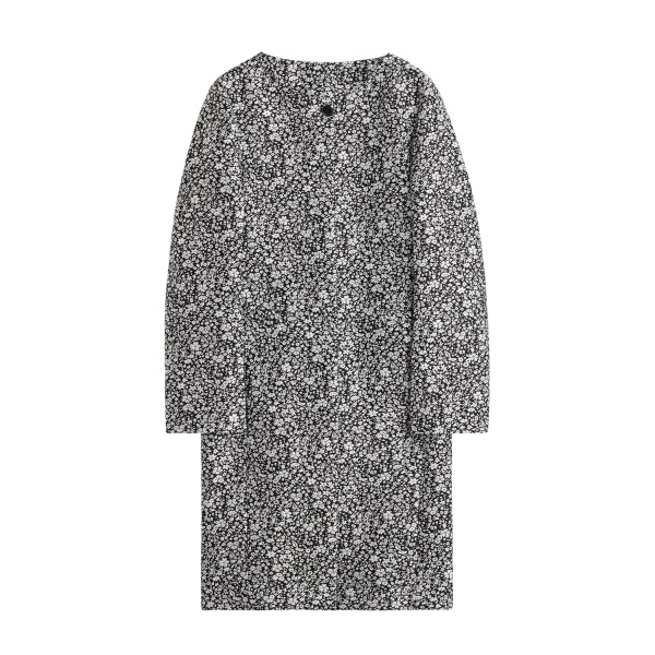 Totême Collarless floral coat in White / Black - Coats - Scandinavian Minimalist Luxury at Luxury Shoes 