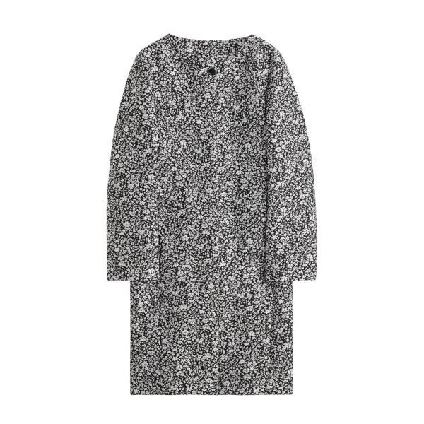 Toteme Collarless floral coat in White / Black