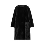 Toteme Collarless shearling coat in Black