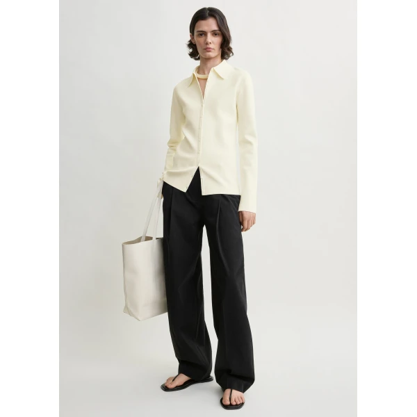 Toteme Compact knit buttoned top in White, view 2
