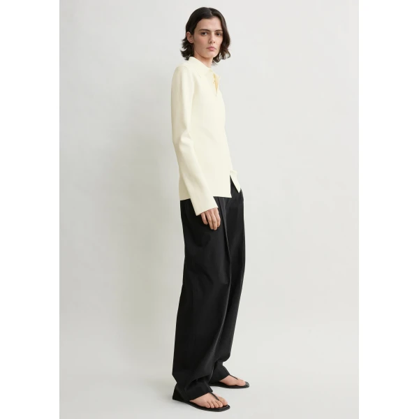 Toteme Compact knit buttoned top in White, view 3