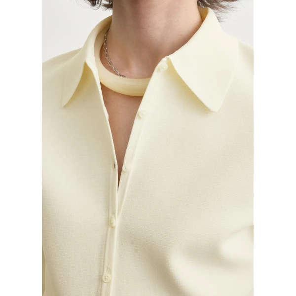 Toteme Compact knit buttoned top in White, view 6