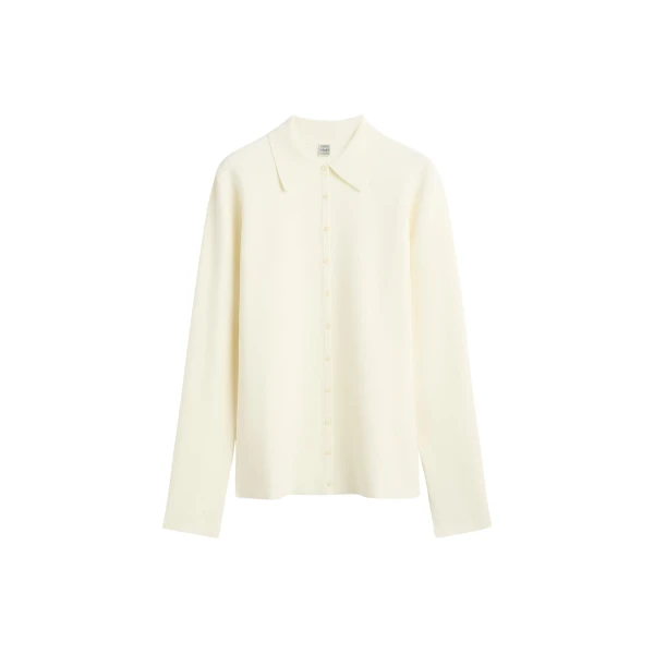 Toteme Compact knit buttoned top in White