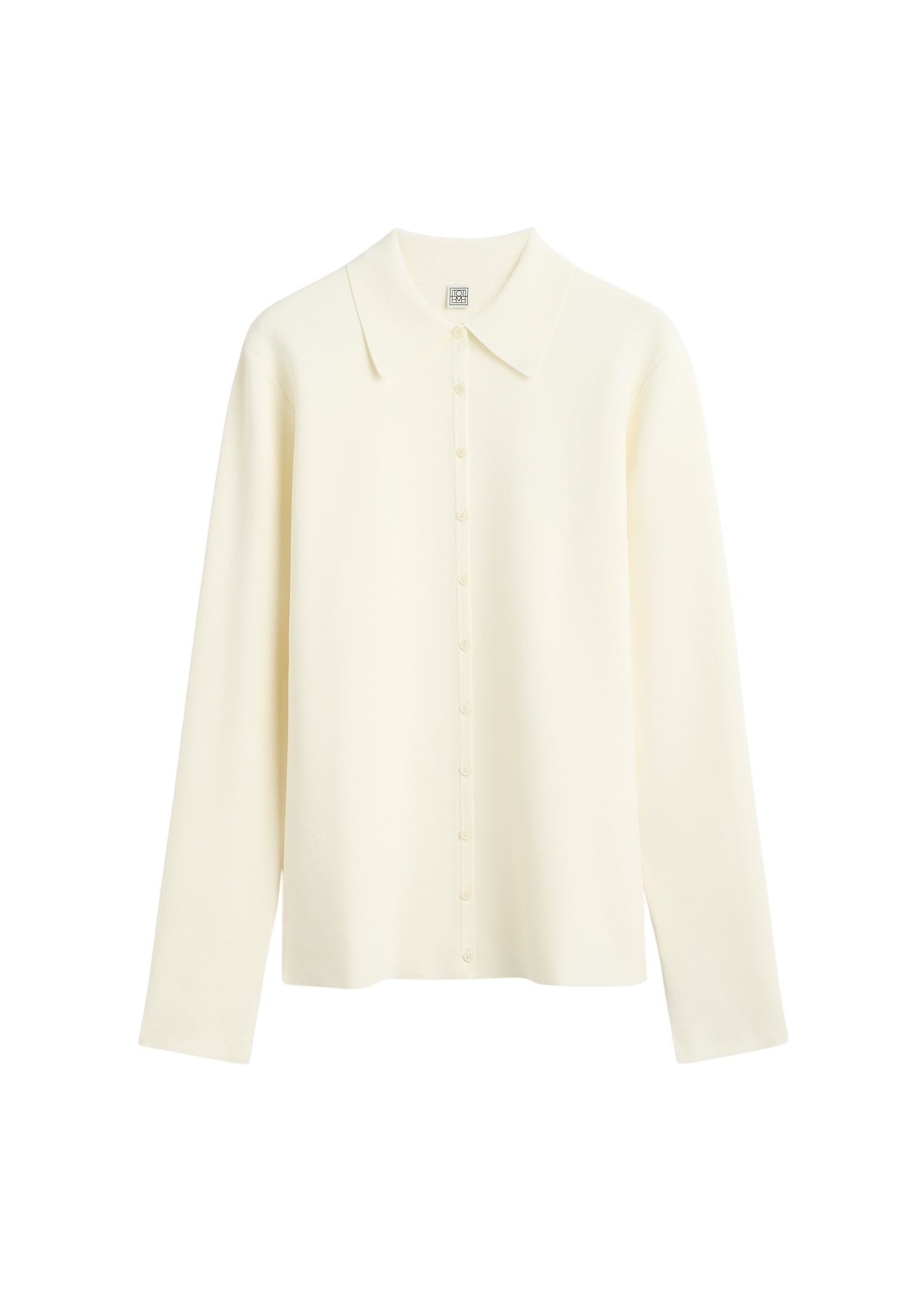Totême Compact knit buttoned top in White - Knitwear - Scandinavian Minimalist Luxury at Luxury Shoes 