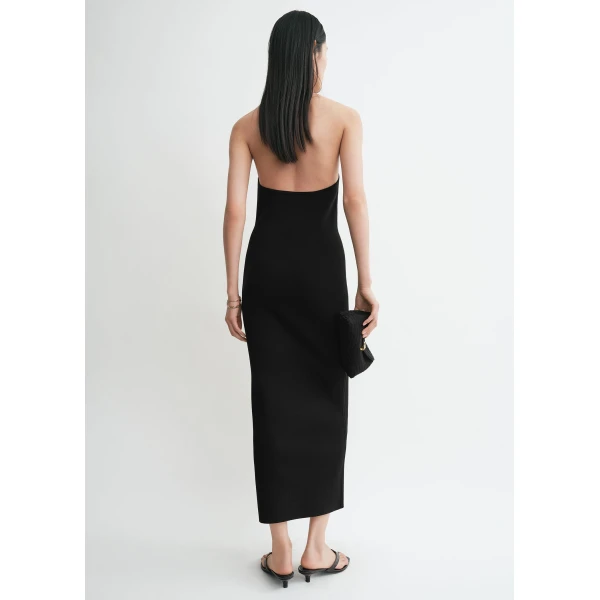 Toteme Compact knit halter dress in Black, view 4