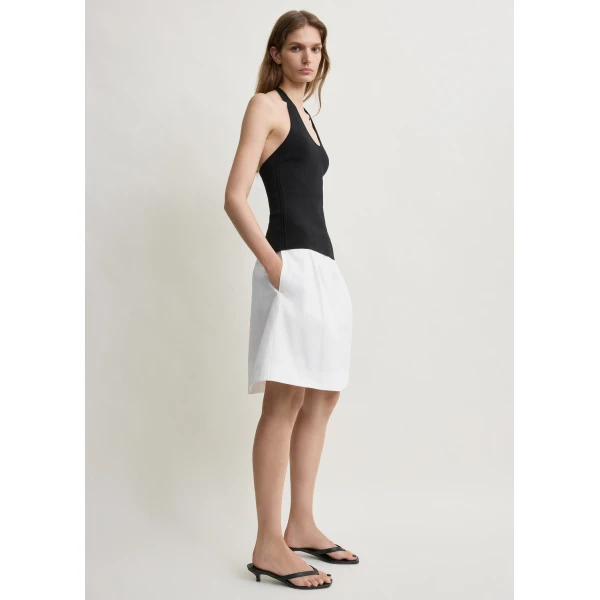 Toteme Compact knit halter top in Black, view 3